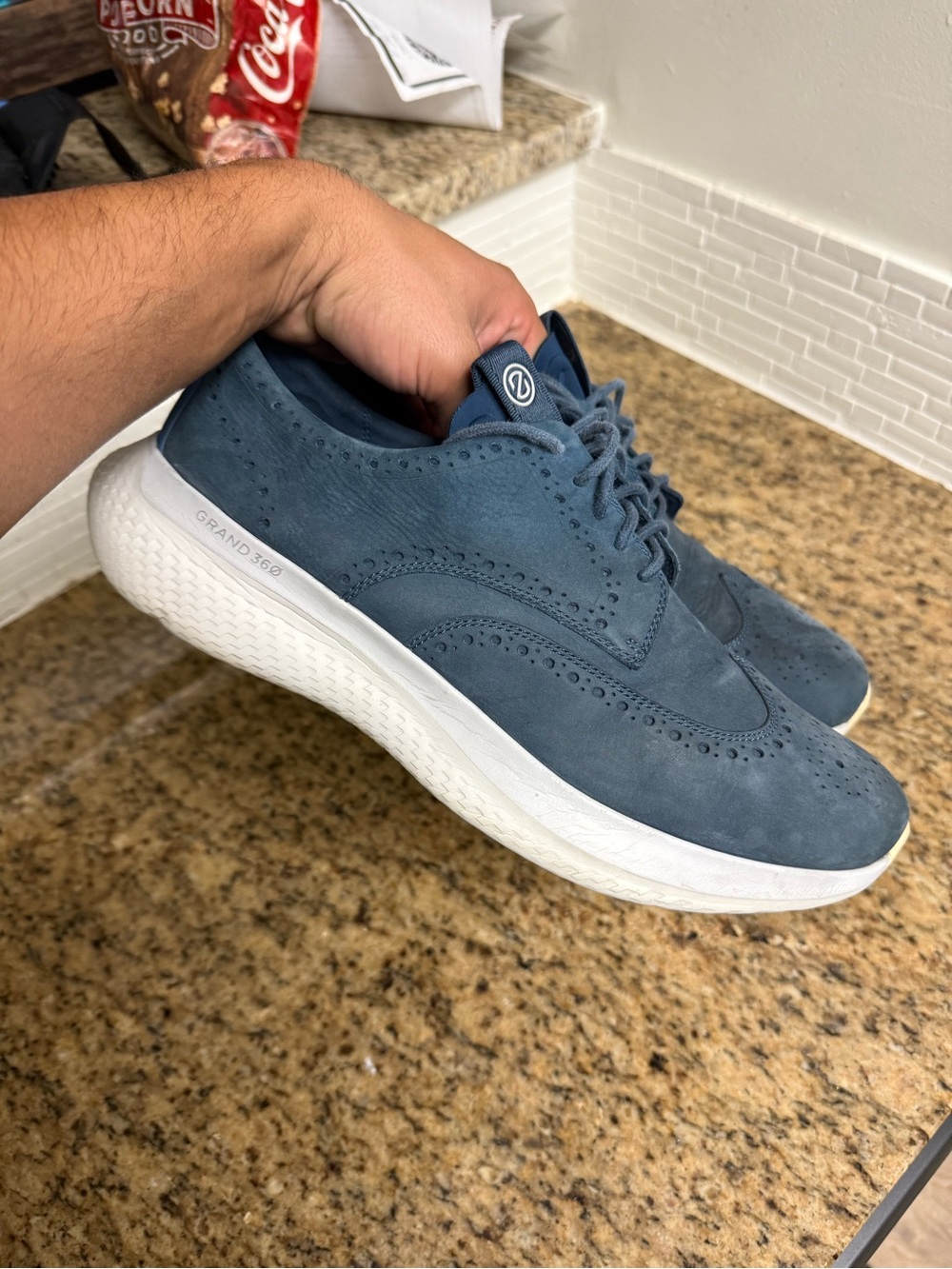 COLE HAAN 2.ZEROGRAND STITCHLITE OXFORD Blue Leather Suede Wing Men Size 12 Used